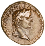 Dupondius - Tiberius ROM ET AVG; altar of Gauls obverse image