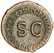 Dupondius - Tiberius PONTIF MAXIM TRIBVN POTEST XXIIII, Rome, 22-23 reverse image