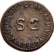 Dupondius - Nero and Drusus Caesar C CAESAR DIVI AVG PRON AVG P M TR POT III PP, Rome, 39-40 reverse image