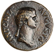 Dupondius - Antonia Minor TI CLAVDIVS CAESAR AVG P M TR P IMP S C obverse image