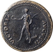Dupondius - Nero VICTORIA AVGVSTI; Victory, Rome, 62-68 reverse image