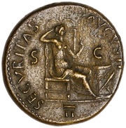 Dupondius - Nero SECVRITAS AVGVSTI S C II; Securitas, Rome, 62-68 reverse image