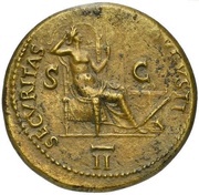 Dupondius - Nero SECVRITAS AVGVSTI S C II; Securitas, Rome, 62-68 reverse image