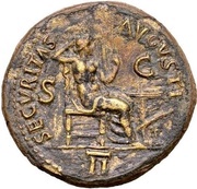 Dupondius - Nero SECVRITAS AVGVSTI S C II; Securitas, Rome, 62-68 reverse image