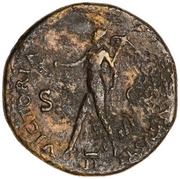 Dupondius - Nero VICTORIA AVGVSTI S C II; Victory, Rome, 62-68 reverse image