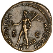 Dupondius - Nero VICTORIA AVGVSTI S C II; Victory, Rome, 62-68 reverse image