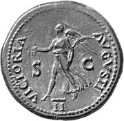 Dupondius - Nero VICTORIA AVGVSTI S C II; Victory, Rome, 62-68 reverse image