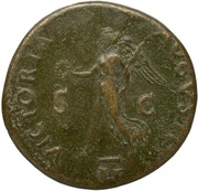 Dupondius - Nero VICTORIA AVGVSTI S C II; Victory, Rome, 62-68 reverse image