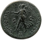 Dupondius - Nero VICTORIA AVGVSTI S C II; Victory, Rome, 62-68 reverse image