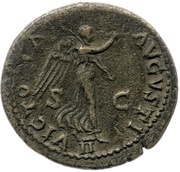 Dupondius - Nero VICTORIA AVGVSTI S C II; Victory, Rome, 62-68 reverse image