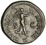 Dupondius - Nero VICTORIA AVGVSTI S C II; Victory, Rome, 62-68 reverse image