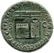 Dupondius - Nero PACE P R TERRA MARIQ PARTA IANVM CLVSIT S C, Rome, 62-68 reverse image