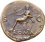Dupondius - Nero ROMA S C; Roma and Victory, Rome, 62-68 reverse image