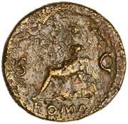 Dupondius - Nero ROMA S C; Roma and Victory, Rome, 62-68 reverse image