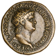 Dupondius - Nero PACE P R TERRA MARIQ PARTA IANVM CLVSIT S C obverse image