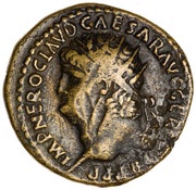 Dupondius - Nero PACE P R VBIQ PARTA IANVM CLVSIT S C obverse image