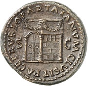 Dupondius - Nero PACE P R VBIQ PARTA IANVM CLVSIT S C, Rome, 62-68 reverse image