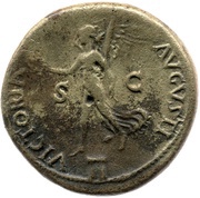 Dupondius - Nero VICTORIA AVGVSTI S C II; Victory, Rome, 62-68 reverse image