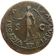 Dupondius - Nero VICTORIA AVGVSTI S C II; Victory, Rome, 62-68 reverse image