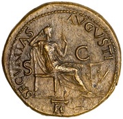 Dupondius - Nero SECVRITAS AVGVSTI S C II; Securitas, Rome, 62-68 reverse image