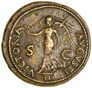 Dupondius - Nero VICTORIA AVGVSTI S C II; Victory, Rome, 62-68 reverse image
