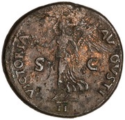 Dupondius - Nero VICTORIA AVGVSTI S C II; Victory, Rome, 62-68 reverse image
