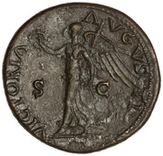 Dupondius - Nero VICTORIA AVGVSTI S C; Victory, Rome, 66 reverse image