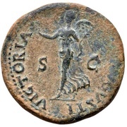Dupondius - Nero VICTORIA AVGVSTI S C; Victory, Rome, 66 reverse image