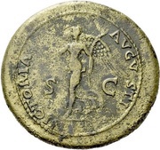 Dupondius - Nero VICTORIA AVGVSTI S C; Victory, Rome, 66 reverse image