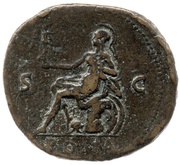 Dupondius - Vitellius ROMA S C; Roma and Victory, Rome, 69 reverse image