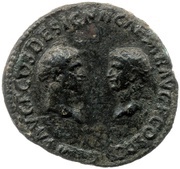 Dupondius - Vespasian, Titus, and Domitian IMP AVG F COS DESIGN II CAESAR AVG F COS DESIG, Rome, 71 reverse image