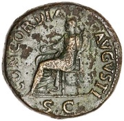 Dupondius - Vespasian CONCORDIA AVGVSTI S C; Concordia, Rome, 71 reverse image