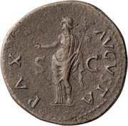 Dupondius - Vespasian PAX AVGVSTA S C; Pax, Rome, 71 reverse image