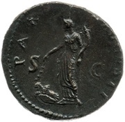 Dupondius - Vespasian PAX AVGVSTI S C; Pax, Rome, 71 reverse image