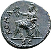 Dupondius - Vespasian ROMA S C; Roma, Rome, 71 reverse image