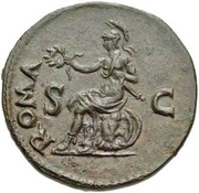 Dupondius - Vespasian ROMA S C; Roma, Rome, 71 reverse image