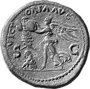 Dupondius - Vespasian VICTORIA AVG S C; Victory and Judaea, Rome, 71 reverse image
