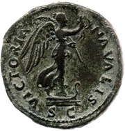 Dupondius - Vespasian VICTORIA NAVALIS S C; Victory, Rome, 71 reverse image