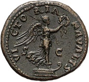 Dupondius - Vespasian VICTORIA NAVALIS S C; Victory, Rome, 71 reverse image