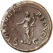 Dupondius - Vespasian FORTVNAE REDVCI S C; Fortuna, Rome, 71 reverse image
