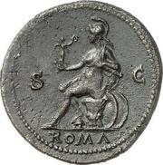 Dupondius - Vespasian ROMA S C; Roma and Victory, Rome, 71 reverse image