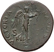 Dupondius - Vespasian VICTORIA NAVALIS S C; Victory, Rome, 71 reverse image