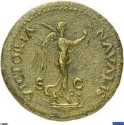 Dupondius - Vespasian VICTORIA NAVALIS S C; Victory, Rome, 71 reverse image