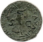 Dupondius - Vespasian VICTORIA NAVALIS S C; Victory, Rome, 71 reverse image