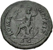 Dupondius - Titus ROMA VICTRIX S C; Roma and Victory, Rome, 72 reverse image