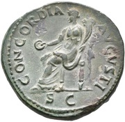 Dupondius - Vespasian CONCORDIA AVGVSTI S C; Concordia, Rome, 72-73 reverse image