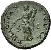 Dupondius - Vespasian FELICITAS PVBLICA S C; Felicitas, Rome, 72-73 reverse image