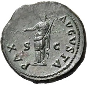Dupondius - Vespasian PAX AVGVSTA S C; Pax, Rome, 72-73 reverse image
