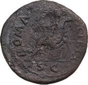 Dupondius - Titus ROMA VICTRIX S C; Roma and Victory, Rome, 72-73 reverse image