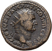 Dupondius - Vespasian PAX AVGVST S C; Pax obverse image